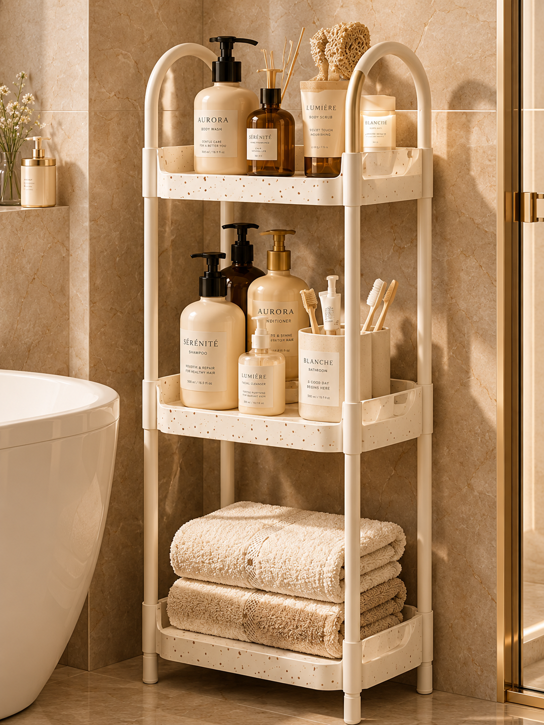 Speckled Arch Three-Tier Bathroom Storage Rack