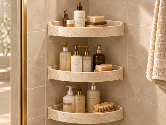 Ivory Stone Three-Tier Corner Shower Shelf