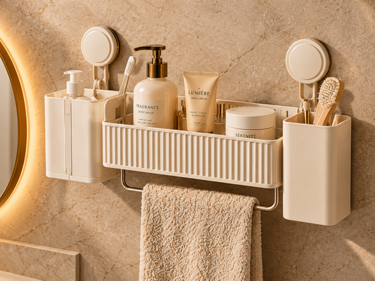 Cream Modular Vanity Storage Station